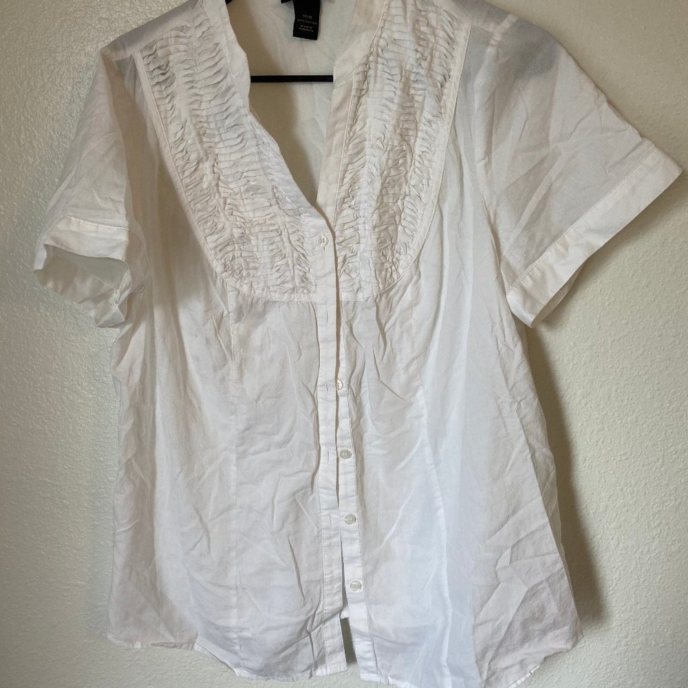 White Linen Short Sleeve Top